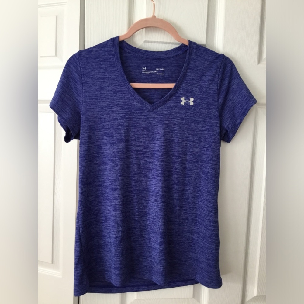 Under Armour Heathered Blue V-Neck Tee